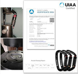 FresKaro UIAA Certified 25KN Auto Locking Climbing Carabiner Clips, Twist Lock, and Heavy Duty Carabiners for Rock Climbing, Rappelling, and Mountaineering, D Shaped 3.93 Inch, Large Size, Black