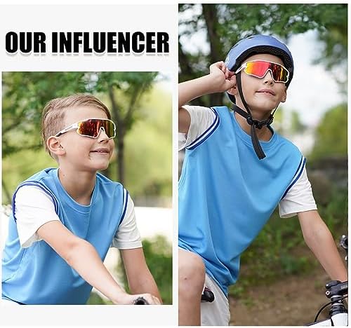 DUCO Kids Sunglasses Youth Baseball Sun Glasses Lightweight TR90 Frame UV400 Sports Cycling Shades for Boys Girls DK268