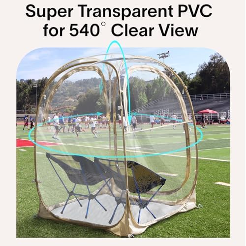 EighteenTek Pod All Weather Sports Tent with Sealed Floor - Instant Tent Shelter - Outdoor Bubble Tent - Rain Tent Camping Sun Shelter Pop Up Clear, Patent Pending for Sports Events Fishing Cheering