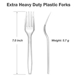 Dealusy 360 Count Extra Heavy Duty Clear Plastic Forks Disposable