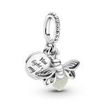Pandora Glow-in-the-Dark Firefly Dangle Charm - Compatible Moments Bracelets - Jewelry for Women - Gift for Women - Made with Sterling Silver