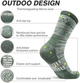innotree 3 Pack Men's Merino Wool Hiking Socks, Micro Crew Cushioned Hiking Walking Thermal Moisture Wicking Trekking Socks