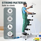 SocTone 4 Step Ladder, Folding Step Stool with Tool Platform, Sturdy& Portable Steel Ladder for Adults, 330LBS Capacity Ladder for Home Kitchen Pantry Office.