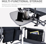 EVER ADVANCED Camping Directors' Chair with Side Table, Portable Folding with Compact Size, Heavy Duty Lawn Chair with Pocket for Camping, Lawn, Sports and Fishing, 400lbs, Black 2 Pack