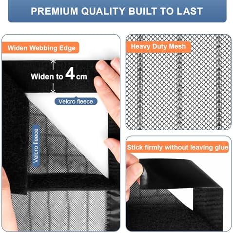 Magnetic Screen Door Fits Door Size 30" x 80", Actual Screen Size 32" x 81", Screen Door Mesh,Door Screen Magnetic Closure for Patio Door Enjoy Air Fresh-Black