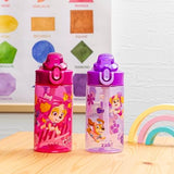Zak Designs PAW Patrol Sage Kids Water Bottle For School or Travel, 16oz Durable Plastic Water Bottle With Straw, Handle, and Leak-Proof, Pop-Up Spout Cover, 2-Pack Set (Skye & Friends)