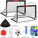 Kids Soccer Goals for Backyard Set - 2 of 4' x 3' Portable Soccer Goal Training Equipment, Pop Up Toddler Soccer Net with Soccer Ball, Soccer Set for Kids and Youth Games, Sports