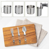 Camping Cookware Kit Backpacking, 0.33Gal Pots and 0.17Gal Pans Set,0.08Gal SUS304 Cup, Forks Knives Spoons for Hiking,Camping,Outdoor Cooking,Picnic,Solo Camping cookware