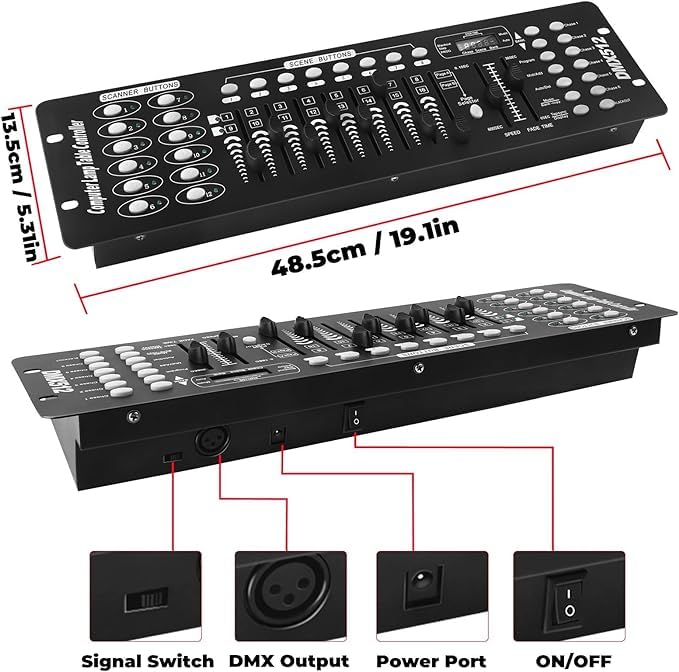 192 DMX Controller Use for Editing Program of Stage Lighting,DMX 512 DJ Controller Stage Light Controller Panel DMX Console for Party Music Show Christmas and Halloween