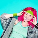 Bememo 6 Pcs Neon Sports Sweatbands Set Paris Sports Competitions Sweatbands 2 Headband 4 Wristbands Breathable Terry Cloth Athletic Bands for Basketball Tennis Costumes Cosplay