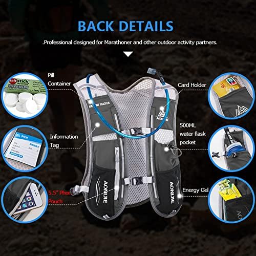 AONIJIE Hydration Backpack Running Vest, 5L Capacity, Multi-Pocket Design, Breathable and Lightweight, Pack for Outdoor Sports - Running, Cycling, Climbing and Hiking