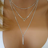 Turandoss 14K White Gold Plated Silver Layered Necklace for Women Jewelry