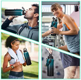 Vacuum Insulated Water Bottle 40oz - with Straw & Spout Lids, Paracord Handle, Shoulder Carrier Bag, Sport Stainless Steel,Double-Wall Metal Water Bottle Thermo Hydro Mug Flask