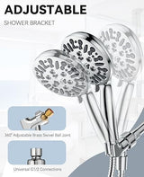 JDO Shower Head with Handheld, High Pressure Handheld Shower Head 9 Settings, Detachable Shower Head Set with Stainless Steel Hose and Shower Bracket (Chrome)