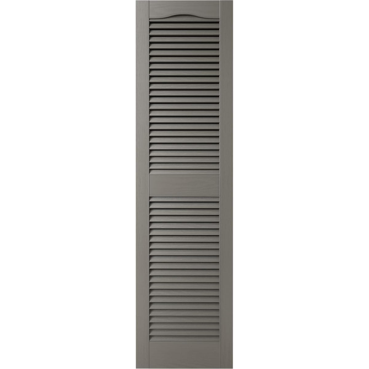 Ekena Millwork Lifetime Vinyl LL1S14X06700TG Standard Cathedral Top Center Mullion, Open Louver Vinyl Shutters, w/Installation Shutter-Lok's & Matching Screws (Per Pair), 14.5"W x 67"H, Tuxedo Grey