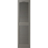 Ekena Millwork Lifetime Vinyl LL1S14X06700TG Standard Cathedral Top Center Mullion, Open Louver Vinyl Shutters, w/Installation Shutter-Lok's & Matching Screws (Per Pair), 14.5"W x 67"H, Tuxedo Grey