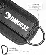 DMoose Fitness Ankle Straps for Cable Machines - One Size Fit with Premium Padding, Glute Kickback Ankle Strap for Women & Men, Cable Attachments for Gym, Booty Workouts, Leg Extension & Hip Abductors