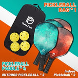 DULCE DOM Pickleball Paddles Set of 2/4 - USAPA Approved, Fiberglass Surface Pickleball Racket with 4 Indoor Outdoor Pickleball Balls and Pickleball Bag, Ideal Training Equipment Gift for Men & Women