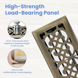 4x10 Inches Heavy Duty Walkable Floor Register Easy Adjust Air Supply Lever Floor Vents - Charlotte Design - Vent Cover for Home Floor - Antique Brass