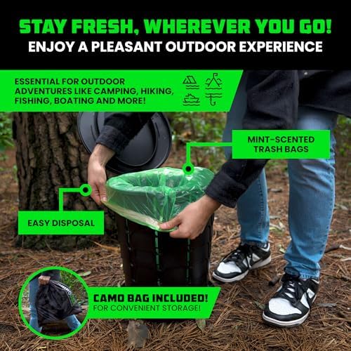 Rhino USA XL Portable Toilet for Camping (400lbs Capacity) Retractable Portable Toilet for Adults & Kids with Adjustable Height (4-16 Inches) Collapsible Portable Potty Camping Toilet for Camp/Car
