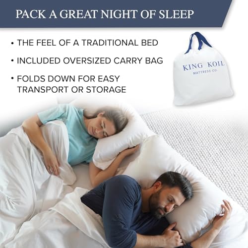 King Koil Luxury Full-Size Air Mattress with Built-In High-Speed Pump & Built-In Pillow Top, 20" Inflatable Double High Airbed for Home, Camping & Guest Comfort, Waterproof & Portable, 1-Year Warranty