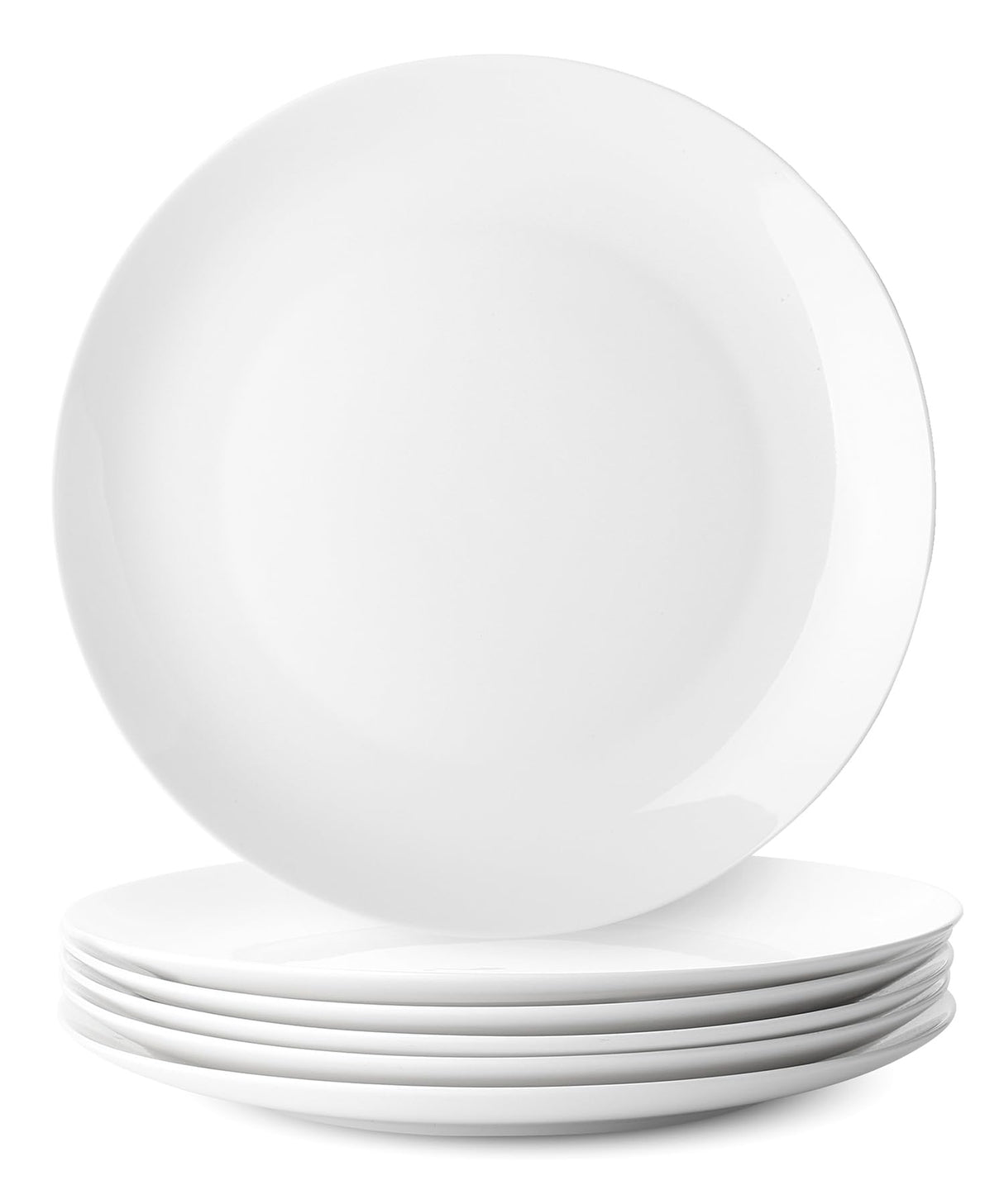 BTaT- White Porcelain Dinner Plates, Set of 6, 10.5 Inch, White Dishes, Porcelain Plates Sets for 6, Christmas Gifts