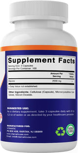 Vitamatic Glycine Supplement, 2000mg Per Serving, 300 Count, Non-GMO, Gluten Free