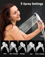 Shower Head with Handheld, High Pressure Handheld Shower Head with 80" Extra Long Stainless Steel Hose & Adjustable Bracket, Showerhead with ON/OFF Switch for Pets Bath