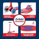 3-Wheel Kids Scooter - Lean-to-Steer Technology, Adjustable Height Handlebar, Anti-Slip Deck, Scooter for Boys & Girls Ages 3+, Child Safety Approved, Support Riders Up To 165 lbs, Red and Blue