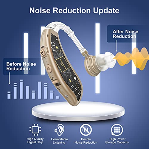 Rechargeable Hearing Aids For Seniors With Noise Cancelling and Volume Control Digital Hearing Amplifiers For Adults With Hearing Hearing Loss BTE Hearing Aids sound amplifiers for seniors