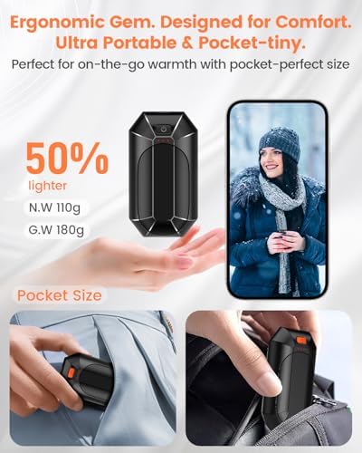 2 Pack AI Hand Warmer Rechargeable, Portable Electric Hand Warmers Reusable, USB Handwarmers, Outdoor/Indoor/Work/Studying/Camping/Hunting/Golf/Pain Relief/Game/Warm Gifts for Men Women Kids