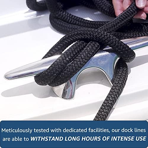 Dock Lines: 5/8" x 30' Double Braided Nylon Boat Dock Lines - Premium Boat Ropes for Secure Docking with 16" Loop - Marine Grade Boat Rope/Dock Line - Sturdy Dock Lines for Boats - 2 Pack