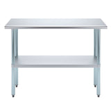 AmGood 14 in. x 48 in. Stainless Steel Work Table | Metal Kitchen Food Prep Table | NSF