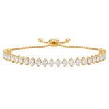 SWEET PEEPS 18K Gold Dipped CZ Tennis Bracelet for Women, Marquise Cut Cubic Zirconia Adjustable Bracelet, Dainty Gold Jewelry for Everyday Wear