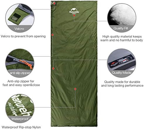 Naturehike Lightweight Sleeping Bag - Compact, Ultralight, Envelope Backpacking Bag - Portable, Waterproof, Comfortable With Compression Sack for 3 Season Camping, Traveling, Hiking