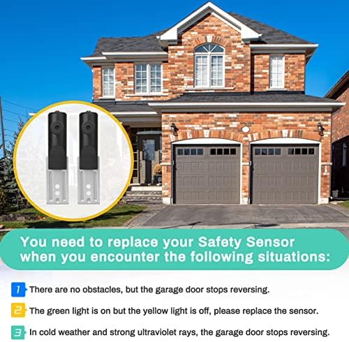 for Genie Garage Door Sensor, Replacement for Genie/Overhead Garage Door Sensor, Compatible with Genie/Overhead Garage Door Opener Made After 1993, Item Includes Two Sensors (Receiving&Sending)