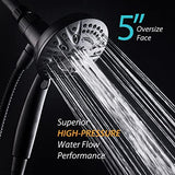 AquaDance New Magnetic Guidance Docking System - High-Pressure 8-setting Handheld Shower Head with Giant 5 inch Face, Magnetic Bracket, Extra-long 72 inch Stainless Steel Hose/Matte Black Finish