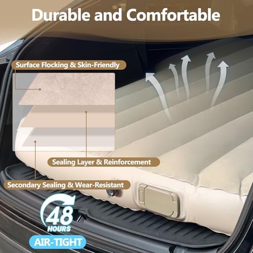 for Tesla Model Y Air Mattress, Self Inflating Car Camping Mattress with Wireless Charging Air Pump, 2 Pillows, Storage Bag, Sleeping Mat for Tesla Model Y Accessories 2020-2024 2025