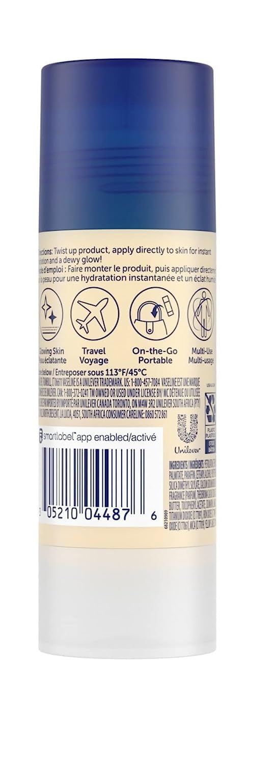 Vaseline Cocoa Shimmer Jelly Stick – Non-Greasy Moisturizer for Glowing Skin, Face & Body Lotion, Travel-Size, 1.4 Oz Ea, Pack of 3.