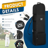 Golf Travel Bags for Airlines with Adjustable Support Rod and Detachable Shoulder Straps, Soft Foldable Golf Club Travel Covers, 900D Heavy Duty Oxford -Universal Size