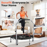 BCAN 40/48" Foldable Mini Trampoline Max Load 330lbs/440lbs, Fitness Rebounder with Adjustable Foam Handle, Exercise Trampoline for Adults Indoor/Garden Workout