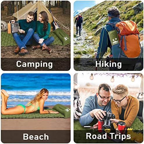 800g Ultralight Inflatable Sleeping Pad for Camping, with Foot Pump and Pillow, Compact Camping Mattress for Outdoors, Backpacking, Hiking