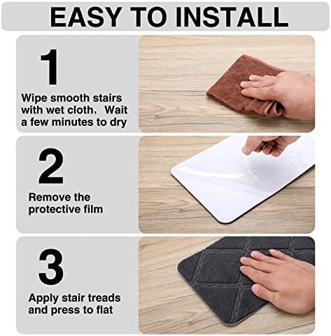 Stair Treads for Wooden Steps 15pcs - 8x30in Carpet Stairs Runner Indoor Non-Slip Stair Mats for Kids Elders and Pets