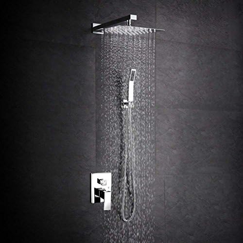 NearMoon Rain Shower Head, High Flow Stainless Steel Square Rainfall Shower, Waterfall Bath Shower Body Covering, Ceiling or Wall Mount (12 Inch, Chrome Finish)