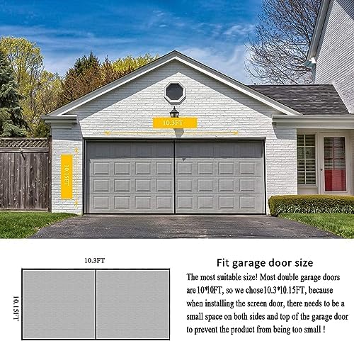 LIAMST Garage Door Screen 10 * 10FT，1 Car Garage Doors- Reinforced Fiberglass Door Screen,Stronger High Energy Magnets ， Magnetic Screen Door