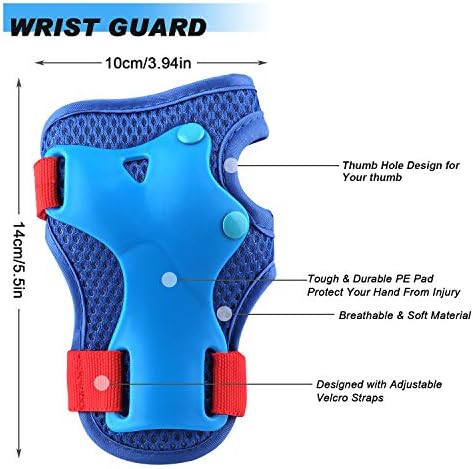 Kids Protective Gear Set Knee Pads for Kids 3-14 Years Toddler Knee and Elbow Pads with Wrist Guards 3 in 1 for Skating Cycling Bike Rollerblading Scooter