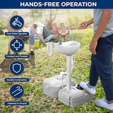 SereneLife Portable Camping Sink with 5 Gallon Water Tank, 6.4 Gallon Waste Tank, Hands-Free Foot Pump, Soap Dispenser & Towel Holder – Perfect for Camping, Worksites, Outdoors