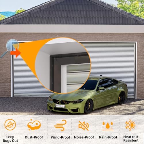 Garage Door Seal Top and Sides，40 FT Universal TPE Weather Stripping Garage Door Trim Seal Weatherproofing Garage Door Seals with Nails and Lids in Black