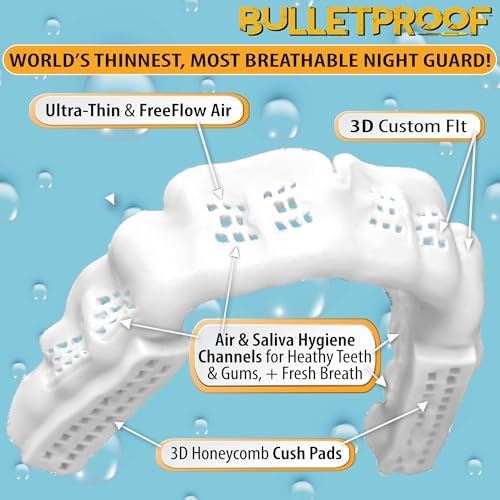 Bulletproof: World’s Thinnest Most Breathable Mouthguard is 3X Stronger! MMA Football Basketball Hockey Lacrosse Rugby BJJ Boxing Sports Mouth Guard Grinding Teeth. Men Women Adult Youth Kids Braces