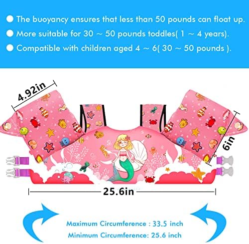 Chriffer Kids Swim Vest Life Jacket for 22-66 Pounds Boys and Girls, Toddler Floaties with Shoulder Harness Arm Wings for 2,3,4,5,6,7 Years Old Baby